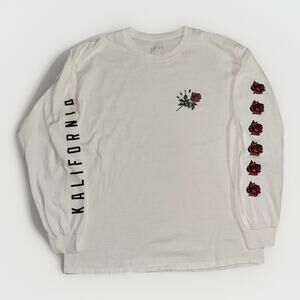 Krew California Rose Long Sleeve T-Shirt White Large 21x26 Streetwear Skate Tee